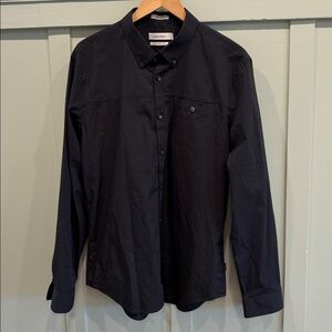Calvin Klein Dark Navy Plaid Slim Fit Shirt 👔 Men’s L